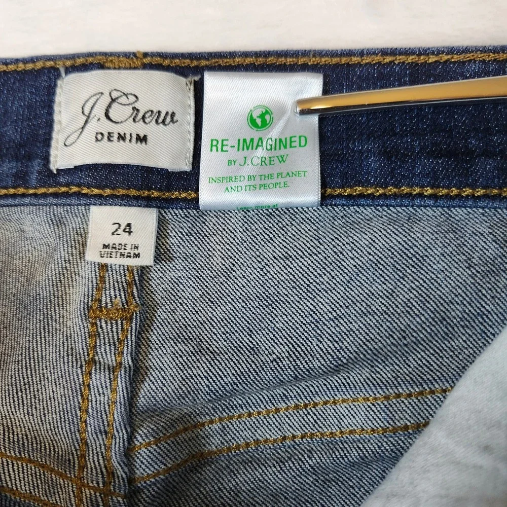 J.Crew Billie Demi Boot Crop Jeans Womens 24 Dark Wash Excellent Button‎ 9